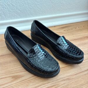 Stuart Weitzman Nice Loafers in Black Crystal Snake